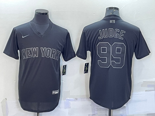 Men's New York Yankees #99 Aaron Judge Black Pitch Black Fashion Replica Stitched Jersey